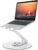 OMOTON Adjustable Laptop Stand with 360 Rotating Base, Ergonomic Laptop Riser for Collaborative Work, Dual Rotary Shaft Fully Foldable for Easy Storage, Fits All Laptops up to 16 inches, Silver
