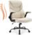 Sweetcrispy Ergonomic Office Chair – Heavy Duty Task Desk Chair with Flip-up Armrest, PU Leather, Height Adjustable & Swivel Rolling Chair with Wheels, Beige