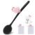 Silicone Body Scrubber for Shower Men Women – Dual-Sided Exfoliating & Massage Shower Brush with Long Handle, Creates Rich Lather, Includes 1 Hook & 2 Lather Balls (Black).