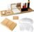 Bathtub Tray Table with Mirror and Bath Pillow, Expandable and Foldable Bamboo Bath Tray for Tub Soft and 4D Mesh Bathtub Pillow Luxury Bath Accessories Spa Gifts