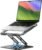 LOXP Adjustable Laptop Stand, Computer Stand with 360 Rotating Base, Ergonomic Laptop Riser Mount for Desk Foldable Protable Computer Desk Fits with MacBook Pro Air (10-16″) – Black