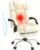 HOMREST 6-Point Massage Office Chair with Heat, Ergonomic Reclining Desk Chair with Footrest, PU Leather Executive Chair for Home Office,Comfortable Computer Chair Gift for Women, Off White