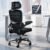 TRALT Ergonomic Office Chair – Desk Chair with Adjustable Headrest Lumbar Support Computer Chair – Mesh Comfy Chair with Flip-up Armrests – Gaming Chairs for Adults Home Office (Leather, Black)