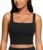 CRZ YOGA Butterluxe Square Neck Crop Tank Tops for Women – Workout Longline Sports Bras Padded Yoga Camisole