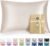 Bedsure Satin Pillowcase with Zipper, Similar to Silk Pillow Cases 2 Pack, Beige Standard Size Satin Pillow Case, Silky & Soft Pillow Covers, Valentines Day Gifts for Women Men, 20×26 Inches