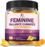 Feminine Balance Probiotic Gummies for Women – Support Vaginal Health, pH Balance, Freshness & Digestive Health – with Pineapple, Slippery Elm, Cranberry, D-Mannose – Sugar-Free, Pineapple Flavor