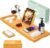 Artmalle Foldable Bathtub Tray for Tub, Bamboo Bathtub Caddy Tray Table with Book Stand for Luxury Bath, Bathroom Accessories for Women Men with Free Soap Dish (Semi-Simple, Natural) (Natural)