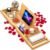 Premium Bamboo Bathtub Caddy Tray with Extending Sides, Adjustable Wood Bath Tray for Luxury Bath, Fits Most Tubs, Accessories Gift Idea