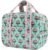 Aesthetic Corduroy Insulated Lunch Bag for Women, Floral Block Print Lunch Box with Pocket, Spacious Boho Reusable Cooler Tote for Work, School, Nurse Gift & Picnic, Leakproof (Pink Green)