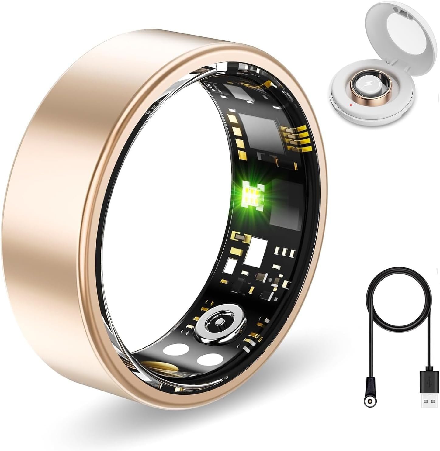 Smart Ring Health Tracker, Sleep&Exercise Monitor Heart Rate,Blood Oxygen,Fitness Trackers for Man&Women -Long Lasting Batteries,Waterproof Sleep Tracking Wearable (Rose Gold, 11)