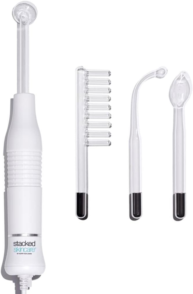 StackedSkincare High Frequency Facial Wand – Glass Electrodes for Cosmetic Skin Care & Scalp Use