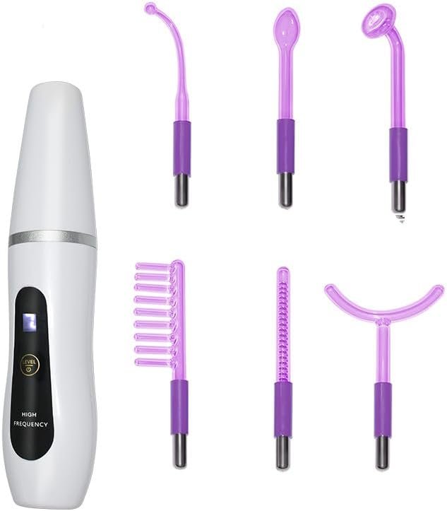 Chargeable Wireless High Frequency Facial Wand – Glass Electrodes for Cosmetic Skin Care & Scalp Use