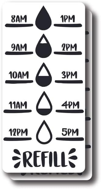 Water Tracking Sticker – Daily Water Consumption Tracker for Hydration Goals – Sticker for Water Bottle- Premium Quality Vinyl Bumper Stickers 2-Pack | 5-Inch on Widest Side | Made in USA – FHJ821