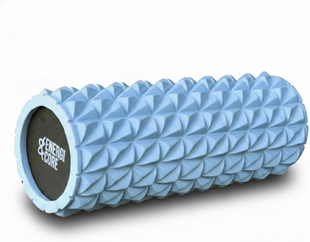 High Density 13-Inch Foam Roller – Wave Textured Deep Tissue Massage Roller for Back & Muscle Recovery, Pilates, Yoga & Full Body Fitness – Blue