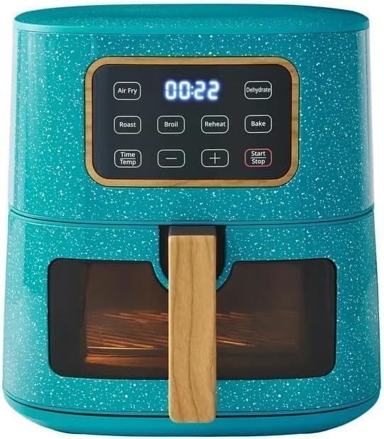 Fast 5.8 Quart Air Fryer, Teal Speckle – Family-Size Digital Air Fryer with Rapid Heat Technology, Nonstick Basket, Energy Efficient Design, Easy Clean, Country Chic Kitchen Appliance
