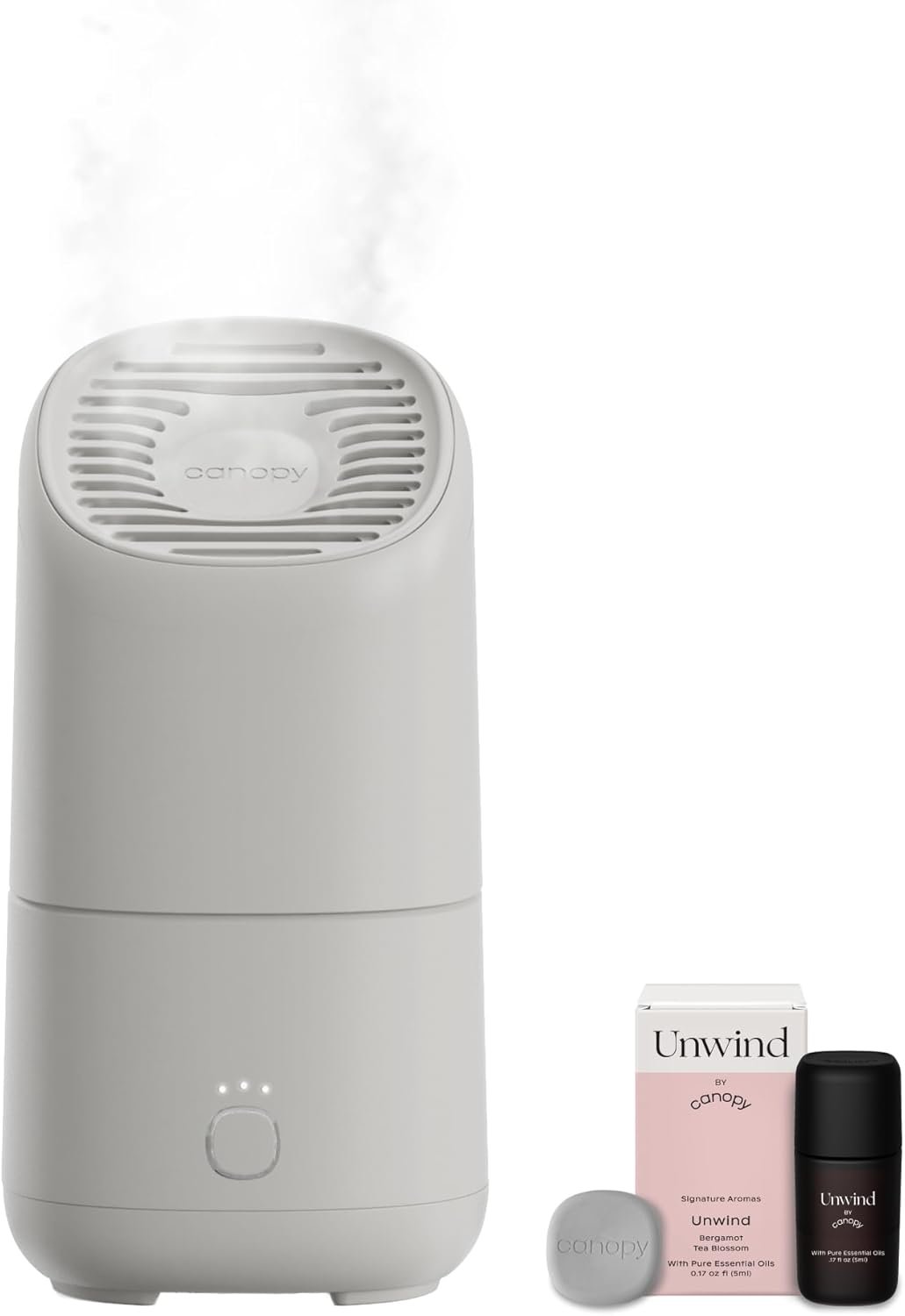 Canopy Portable Misting Humidifier – Cordless 11 HR Run Time, 500 mL, TSA Approved Travel Humidifier – Alleviate Symptoms of Allergies, Flu, Cold, Dry Skin – Includes Aroma & Adapter – Moonstruck