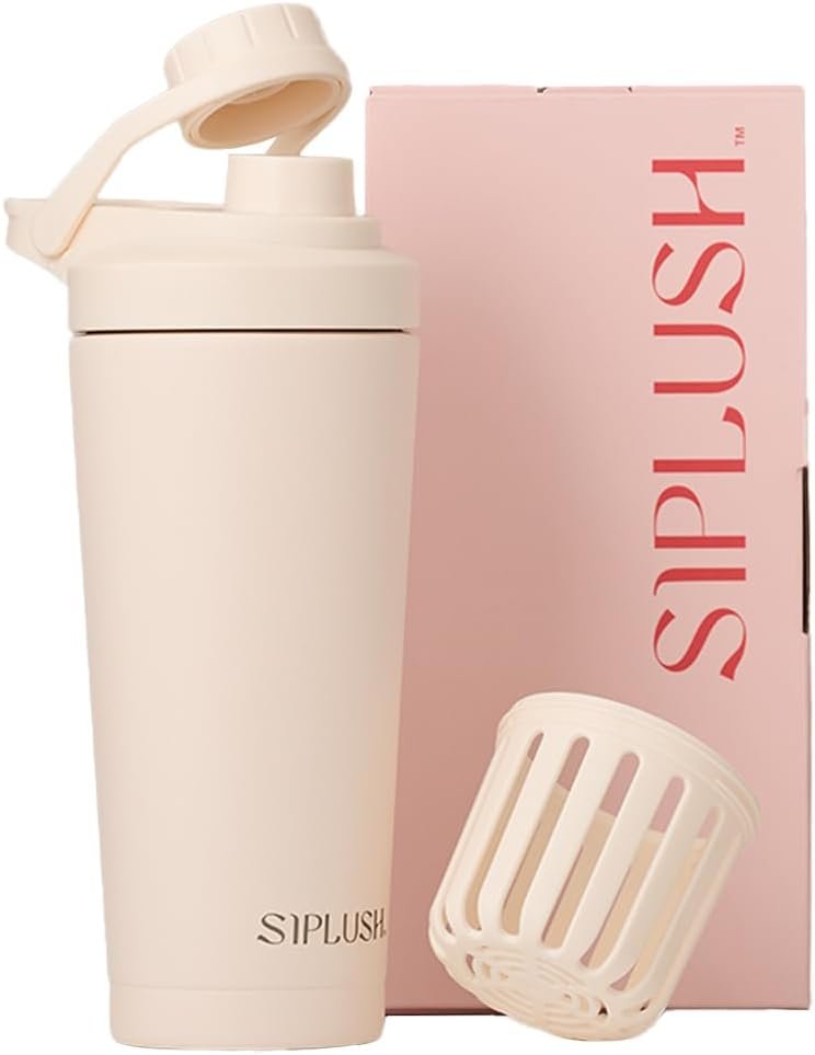 Paradise Shaker Bottle for Women 24 oz – Stainless Steel Smoothie & Pre Workout Shaker Cup | Leak-Proof, Quiet Agitator, No Blender Ball | Creamy Pink