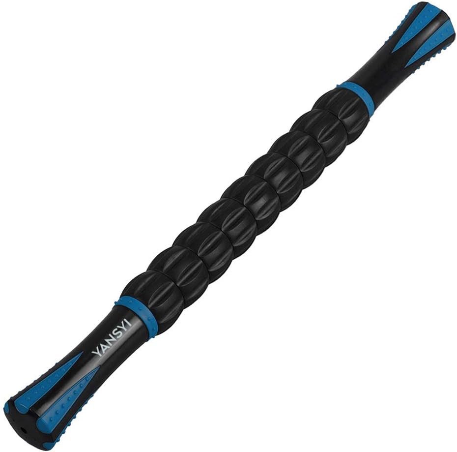 YANSYI Professional 9-Roller Deep Tissue Massage Stick – Portable Muscle Recovery Roller for Athletes, Relieves Post-Workout Soreness & Leg/Back Pain – Portable Physio Tool (Blue)