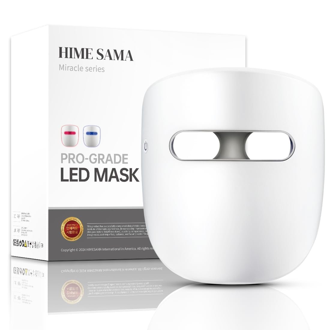 HIME SAMA Led Face Mask, Red Light Mask for Face, Infrared, Red & Blue Light Mask for Skin Care, Wrinkle Reduction, Wireless Face Mask. (Miracle STAR RB-010)