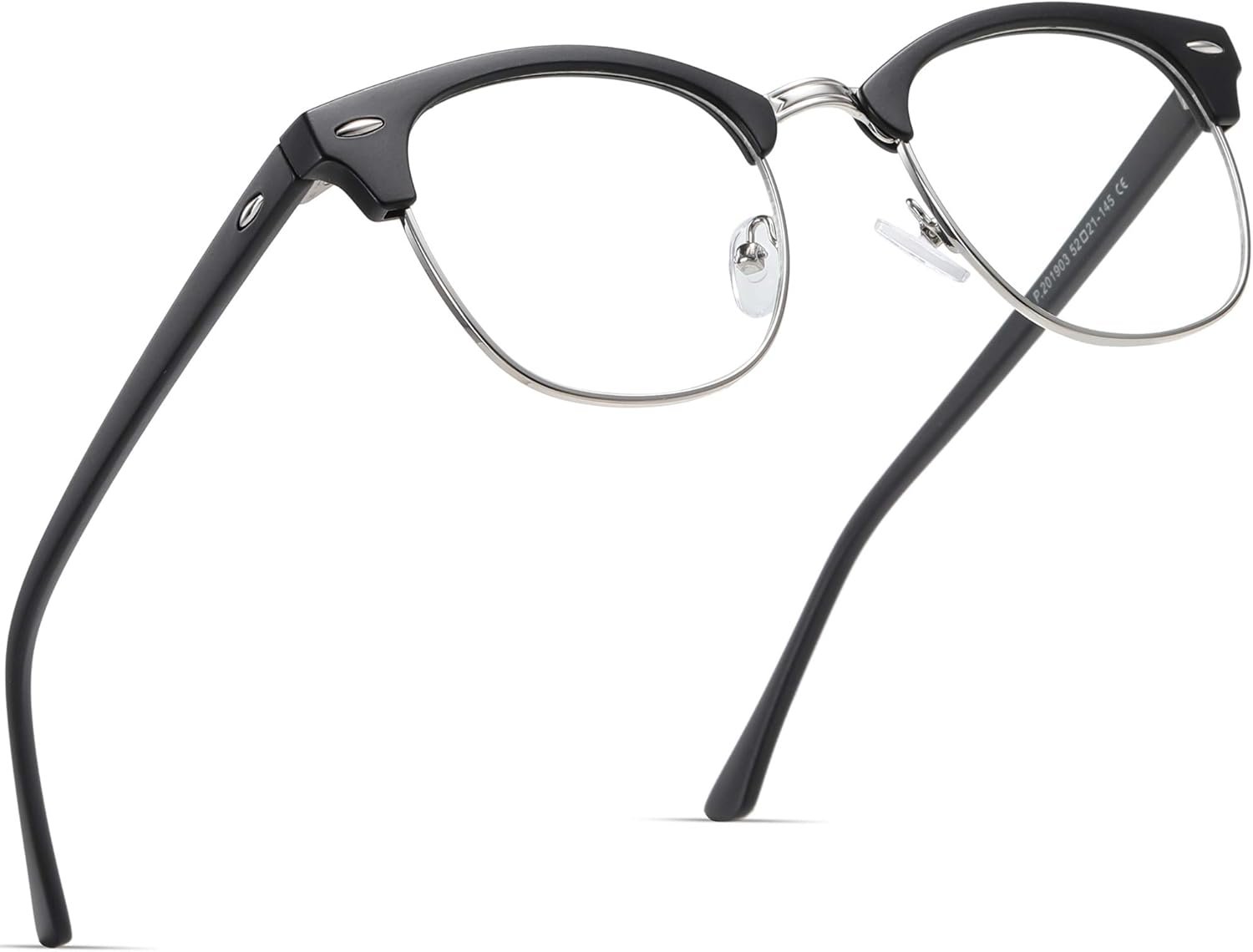Blue Light Blocking Glasses Vintage Half Frame UV Clear Lens Anti Eyestrain Computer Gaming Glasses for Women Men