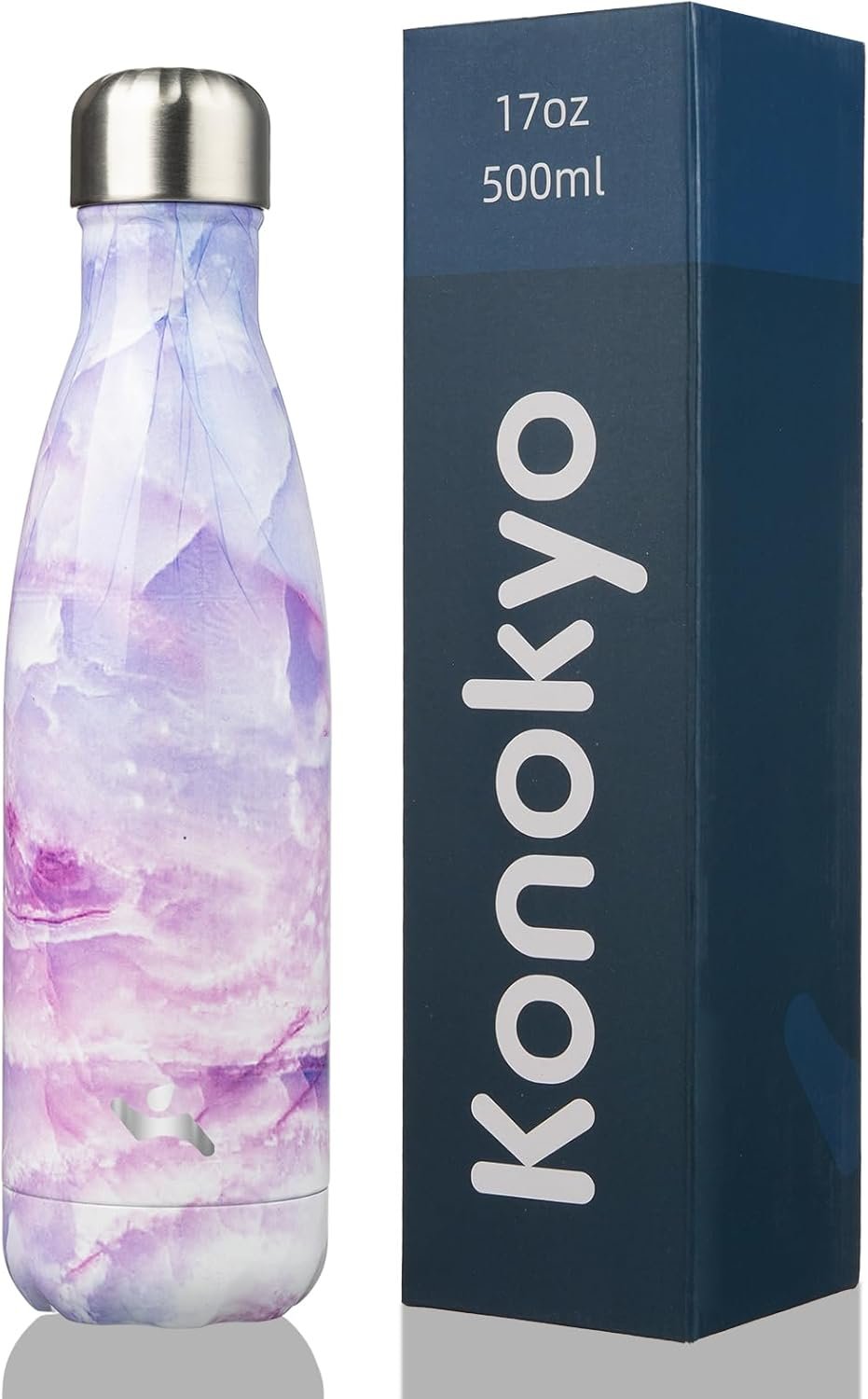 Konokyo Insulated Water Bottles,17 oz Double Wall Stainless Steel Vacumm Metal Flask for Sports Travel,Marble Dawn