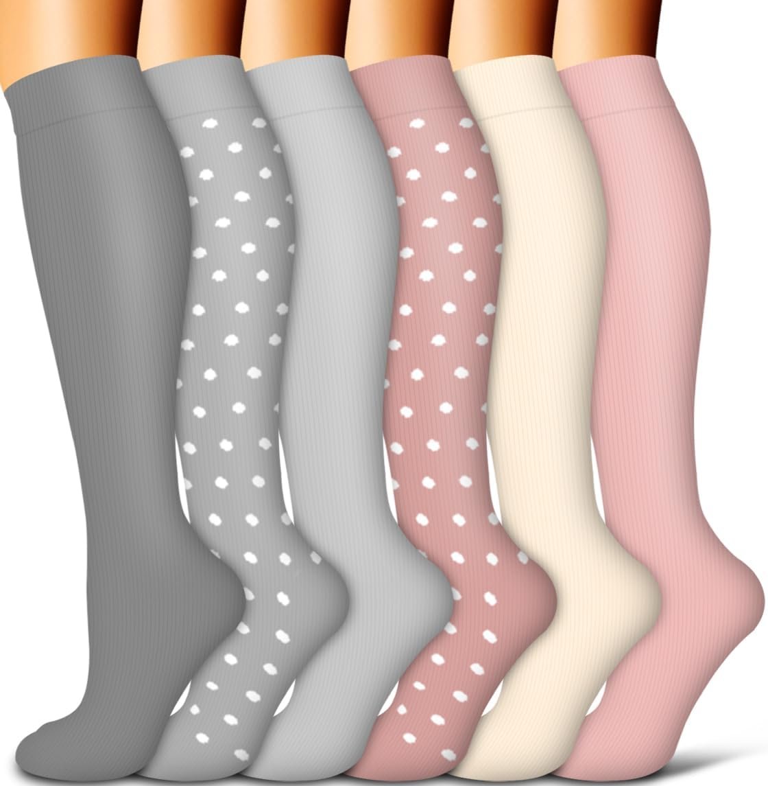 COOLOVER Copper Compression Socks for Women and Men(6 Pairs)-Best Support for Running, Athletic, Nursing, Travel
