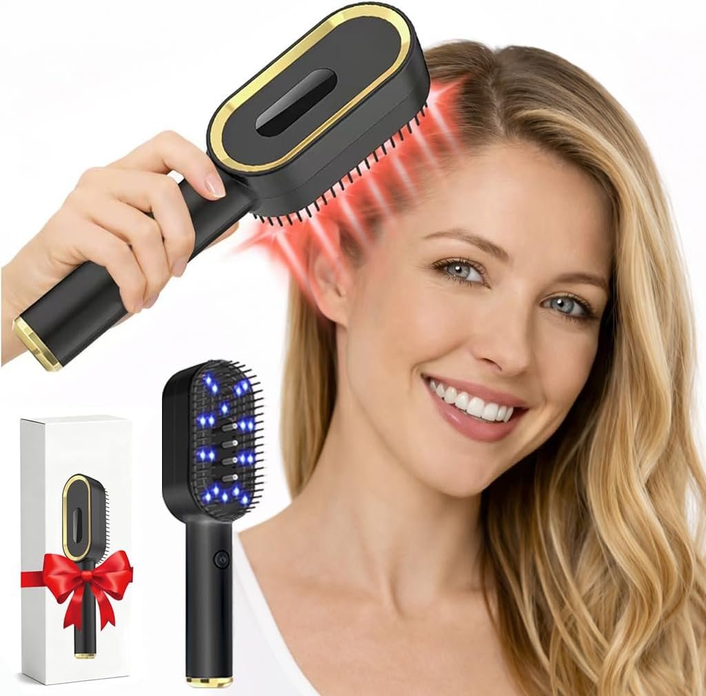 Laser Hair Growth Comb – FDA Cleared 650nm LLLT Red Light Therapy for Thinning Hair Regrowth, Vibrating Scalp Massager Promotes Fuller, Thicker Hair Rechargeable for Men & Women – Black