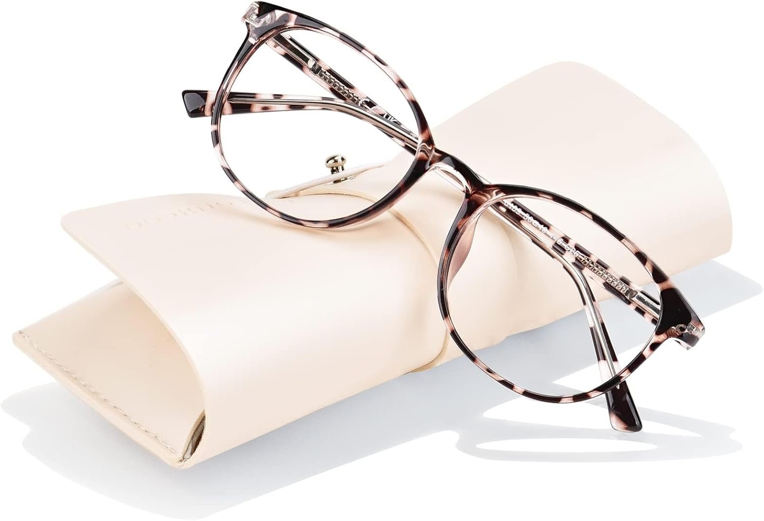 FONHCOO Stylish Blue Light Glasses Women Men Eyeglasses, TR90 Fashion Round Transparent Eye Glasses (Tortoise)