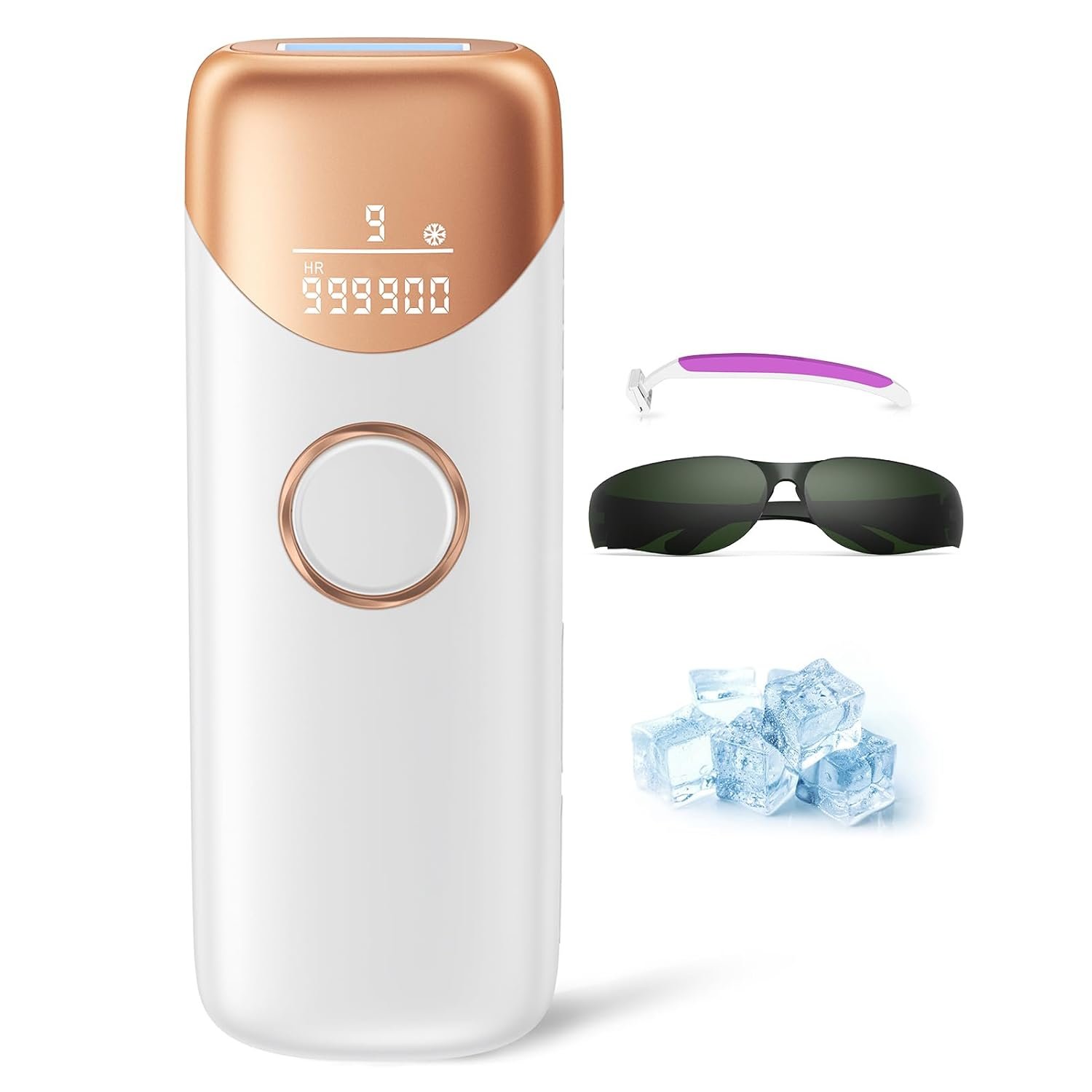 Laser Hair Removal Ubroo IPL Hair Removal Device with 5℃ Ice Cooling,Hand-held Hair Removal Device Laser Hair Removal for Women and Men,Reduce Hair Regrowth,Full Body Use(Gold)