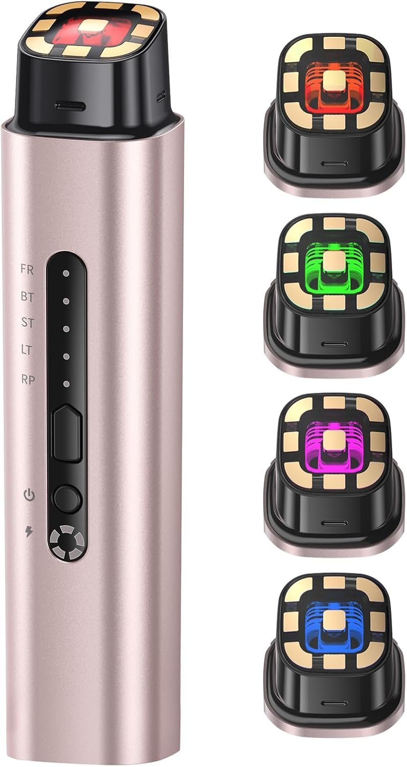 Microcurrent Facial Device – 5-in-1 Skin Tightening & Lifting Facial Machine – 5 Color Face Light Therapy Device – Professional Skin Care Tone Beauty Devices for Face, Neck, and Eye Area