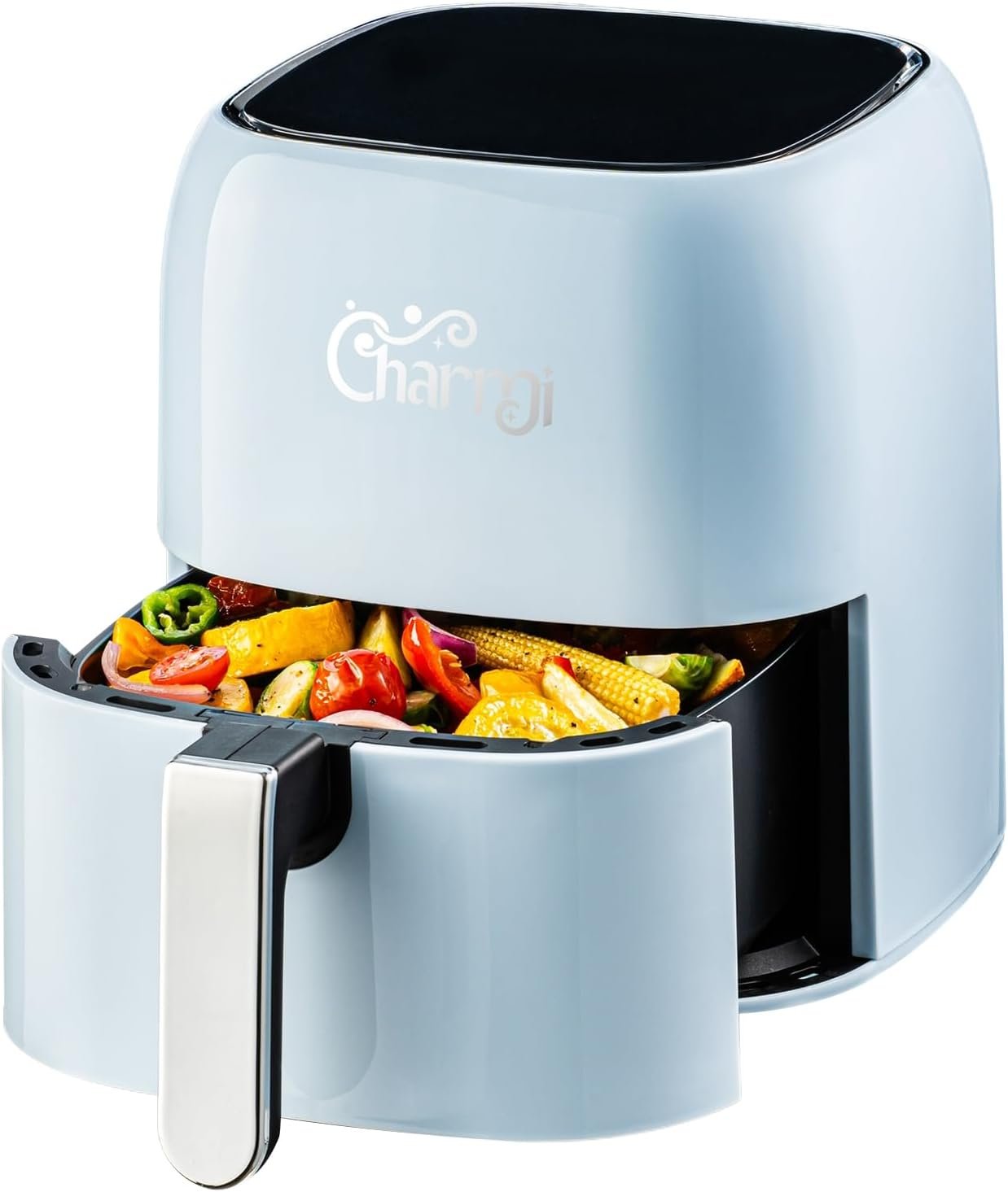 Charmi 5QT Air Fryer – Beautiful Retro Design, Stylish Countertop Look, Safe Auto Shutoff, Digital Touchscreen, 8 Cooking Presets, Digital Recipes Included (Pastel Blue)