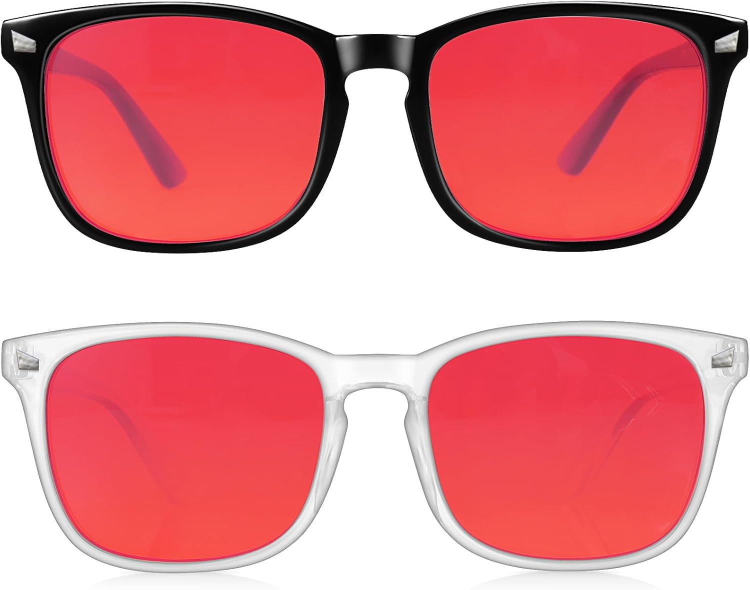 2 Packs Professional Sleep Glasses with 99.9% Blue Light Blocking Dual AR Coatings Red Lens, Computer Gaming Glasses for Men Women, Anti Fatigue & Eye Strain
