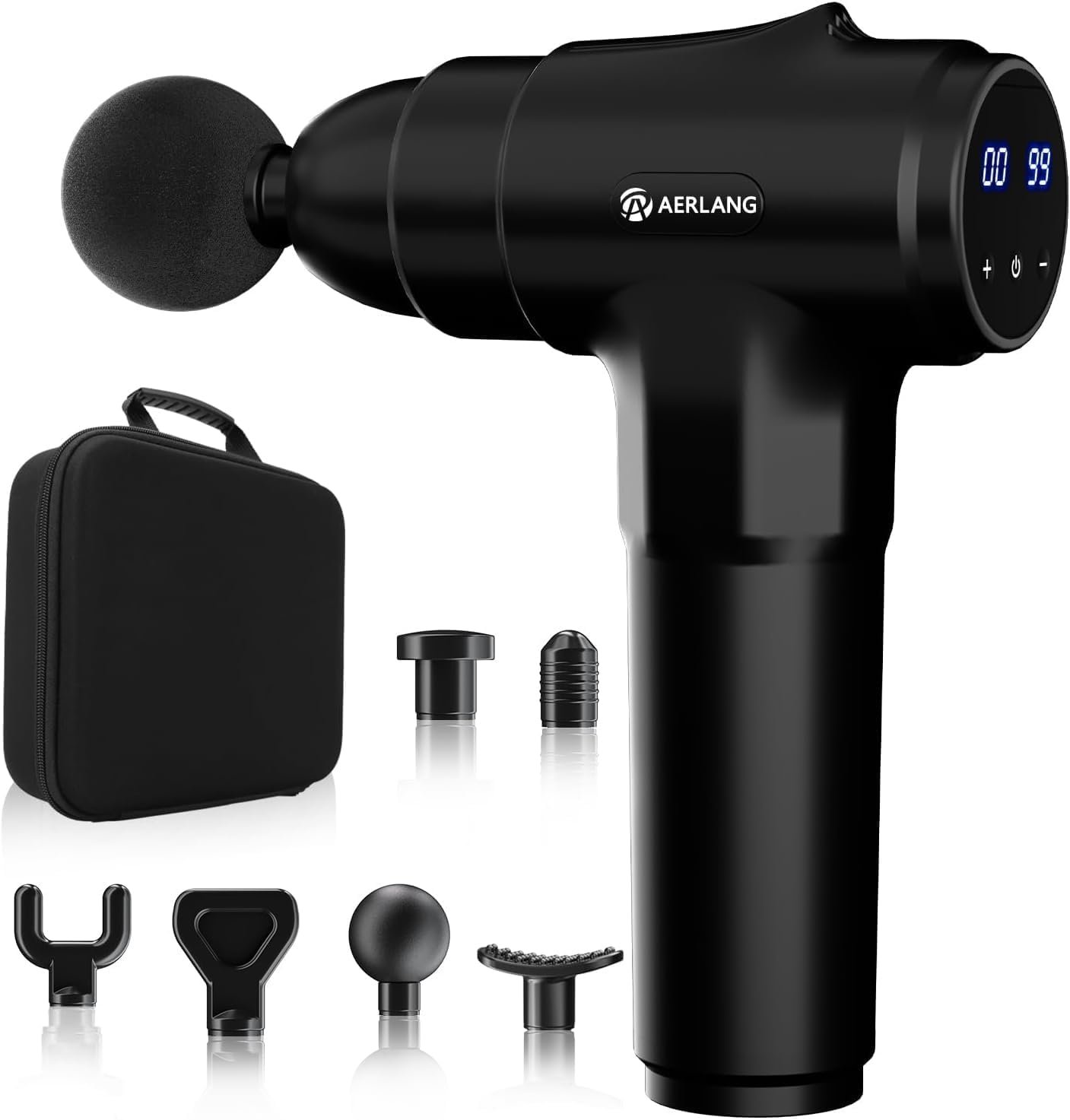 AERLANG Massage Gun, Deep Tissue Muscle Back Massage for Athletes for Pain Relief, Percussion Massager with 6 Massages Heads & 20 Speed Portable Back Massager Gun,Carry Case Gifts for Women Men