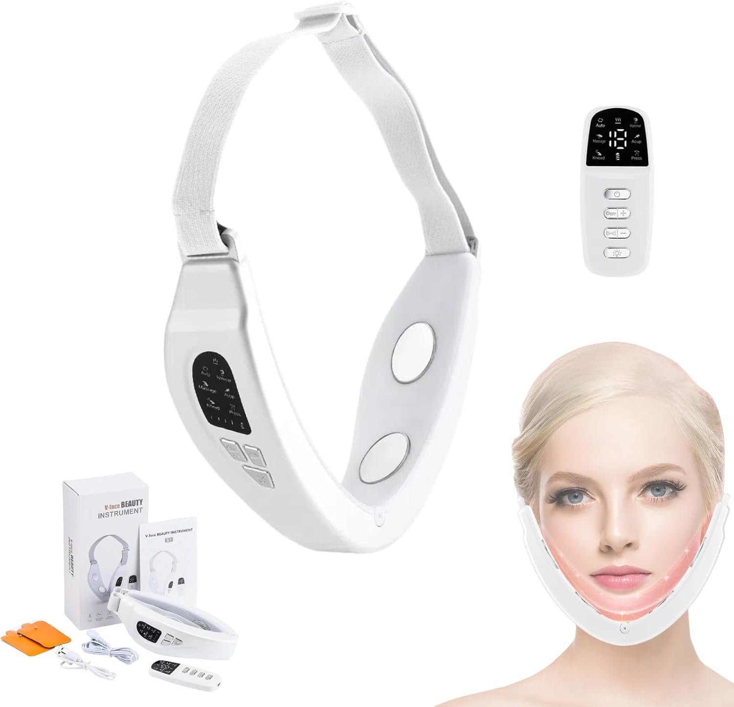 4 in 1 Massager for Face,Facial Sculpting Device for Double Chin, Electric v-Face Device with 6 Modes & 18 Gear Adjustable Intensities, Intelligent Double Chin Machine for v-Face