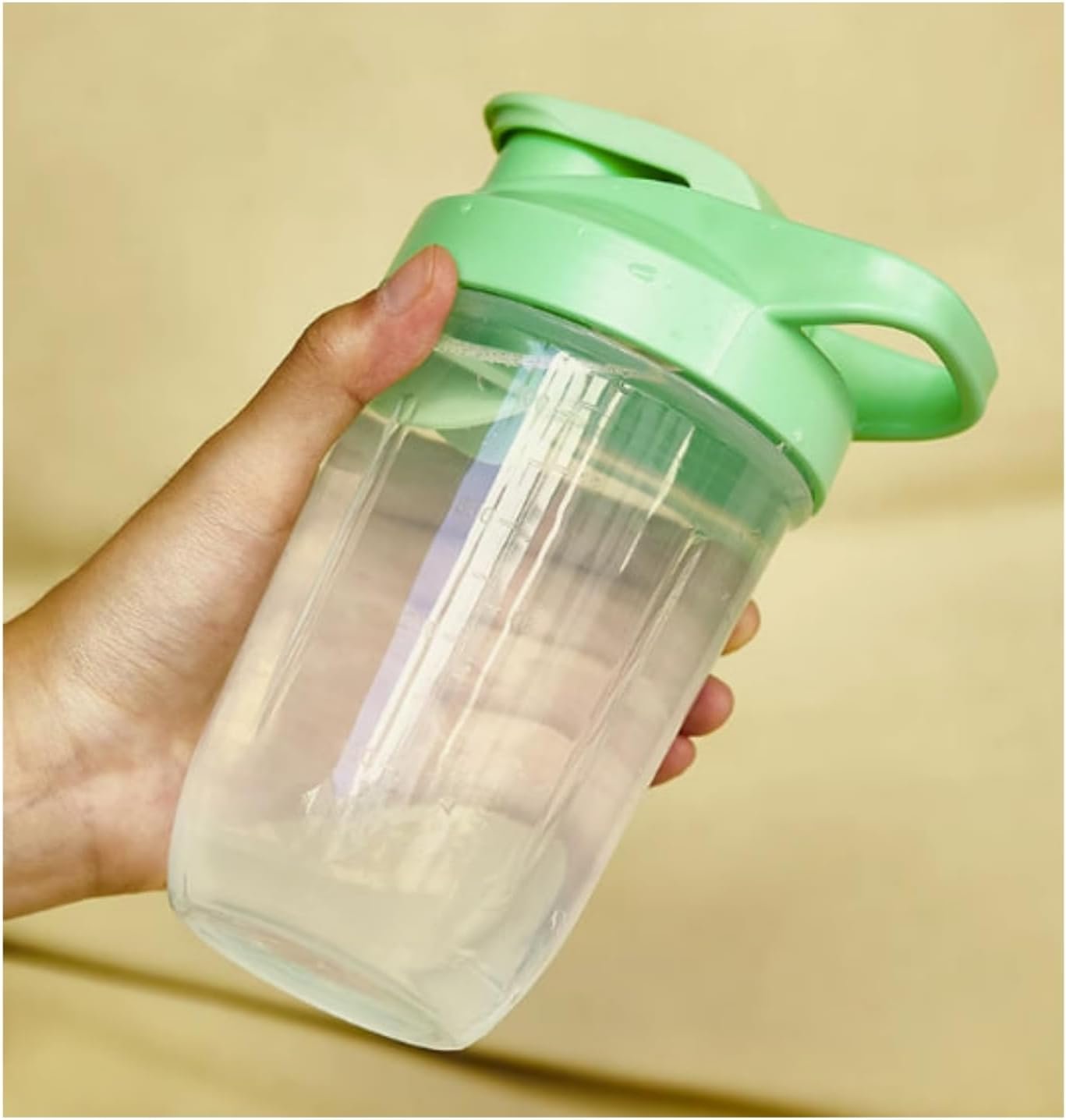 CHNLML Protein Shaker Bottle 400ML/16Oz w. Shaker Ball for Protein Shake, Shaker Bottle with Mixing Ball, Leak-Proof, BPA-Free, for Gym, Workout, Juice Mixer (Green/Clear, 16Oz-400ML-1Bottle)