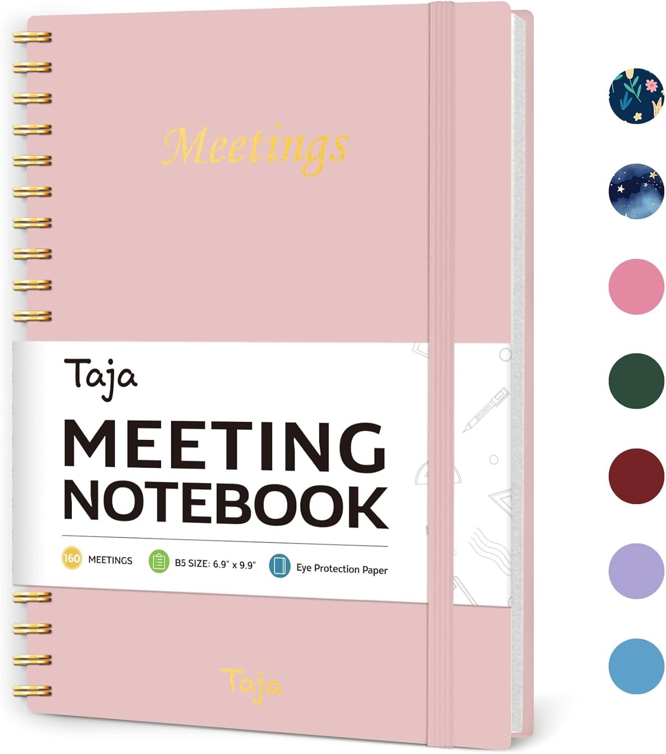 Meeting Notebook for Work Organization – Work Planner Notebook with Action Items, Agenda Planner for Note Taking, 160 Pages (6.9″ X 9.9″) Project Organizer for Men & Women – Pink