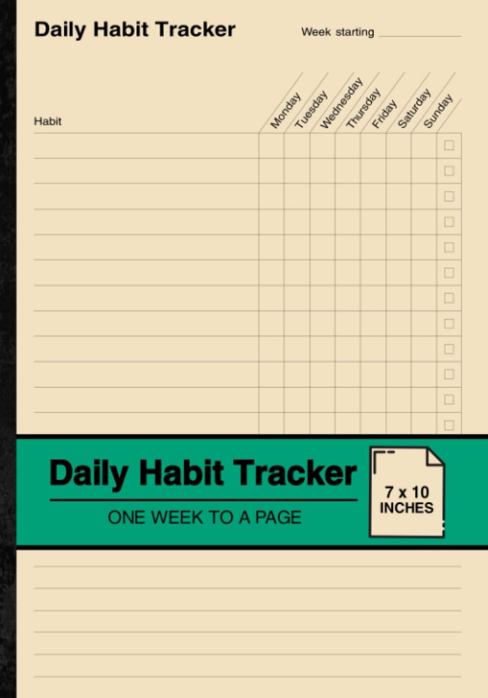Daily Habit Tracker: Habit Tracking Notebook | One Week to a Page | Medium