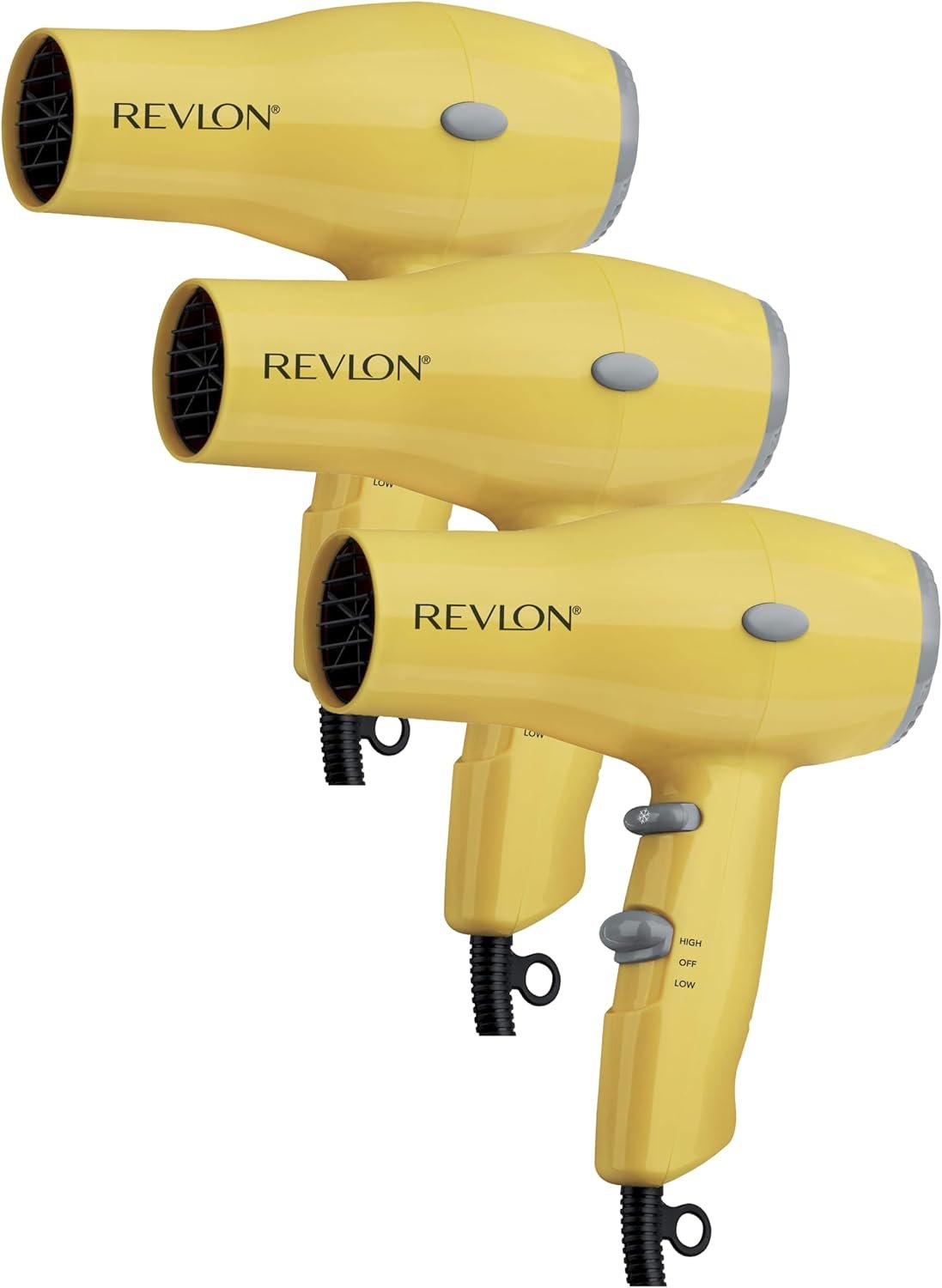 REVLON Compact Hair Dryer | 1875W Lightweight Design, Perfect for Travel, (Yellow), Plastic