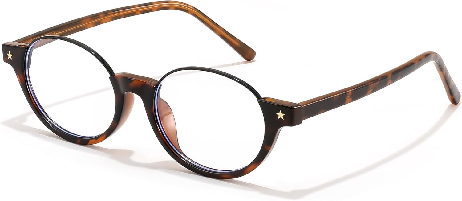 FEISEDY Trendy Oval Blue Light Glasses for Women Fake Nerd Eyewear Frame Anti Glare B1380