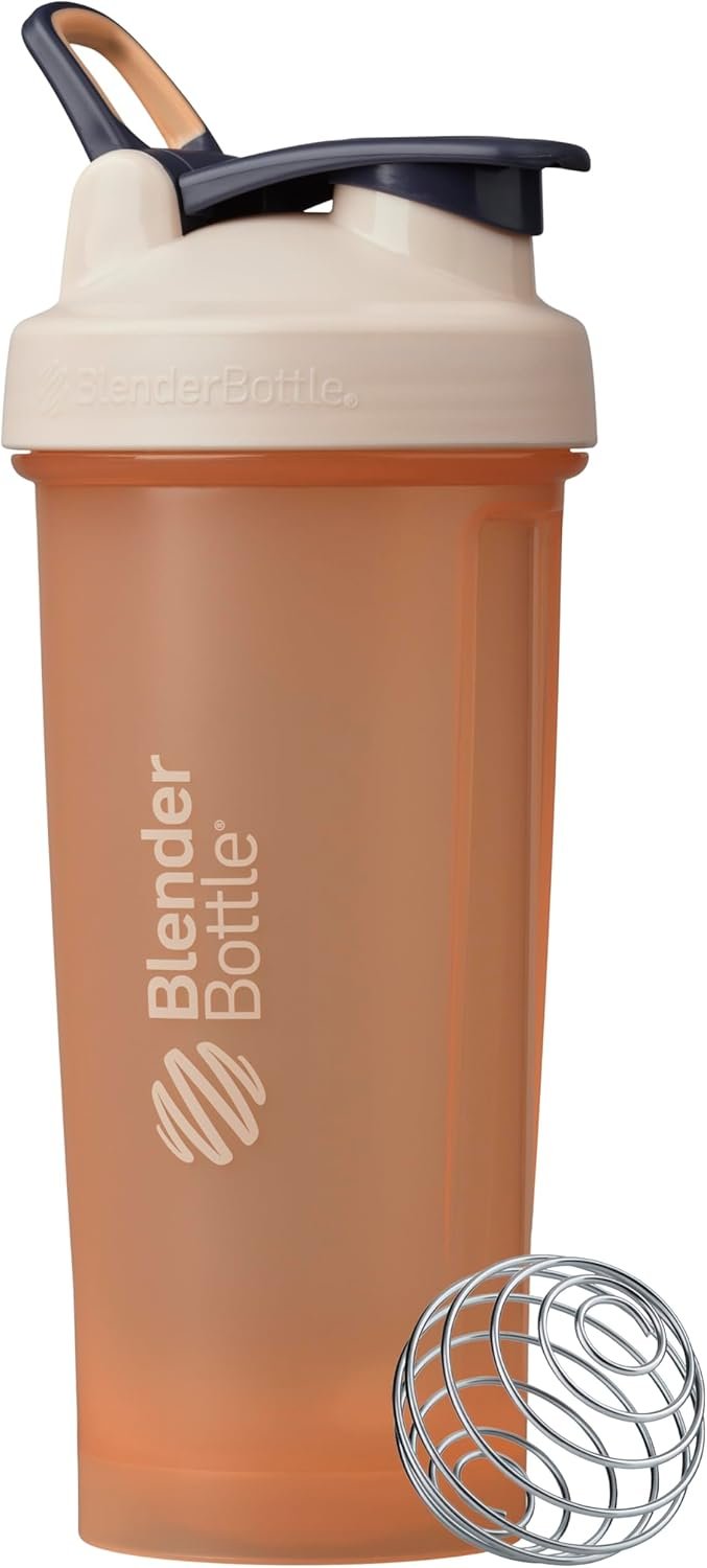 BlenderBottle Classic V2 Shaker Bottle Perfect for Protein Shakes and Pre Workout, 28-oz, Full-Color Tan/Orange