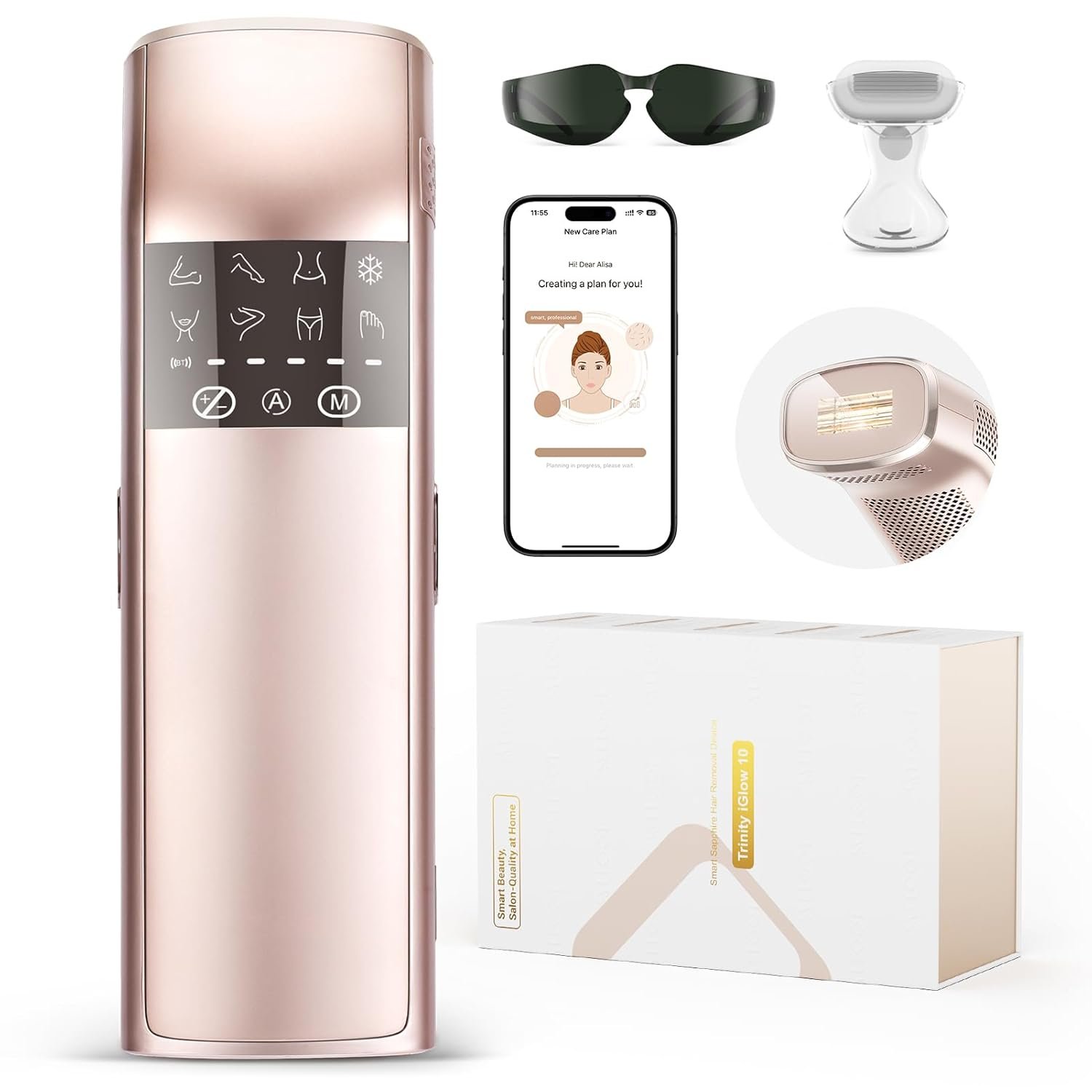 IPL Laser Hair Removal for Women and Men, 37°F Ice Cooling & Auto Flashing, Safe Skin Sensor for Nearly Painless, Hair Removal Device At-Home Use for Coarse Hair, Face, Body, Bikini, Holiday Gifts