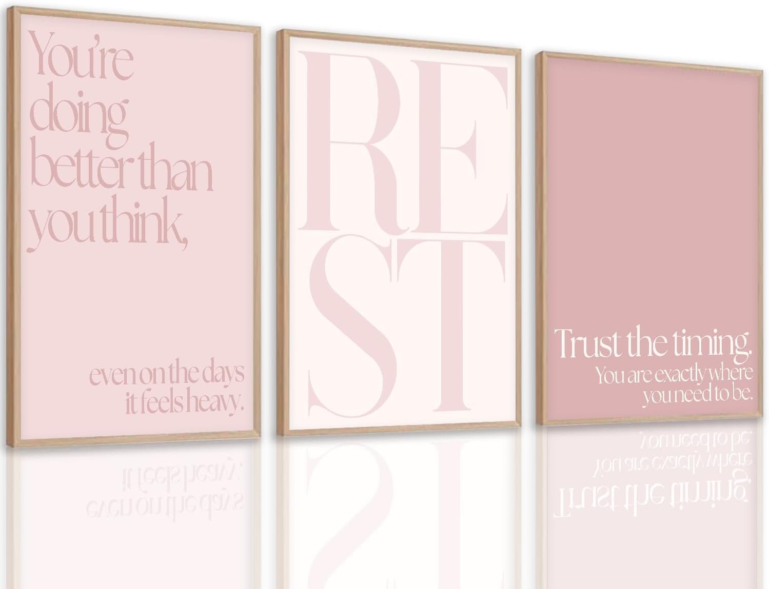 Pink Motivational Wall Art Minimalist Affirmation Canvas Wall Decor Inspirational Rest Quote Picture Positive Mindset Poster Calm Women Room Decor Prints for Girls Restroom Bedroom 12x16x3 In Unframed