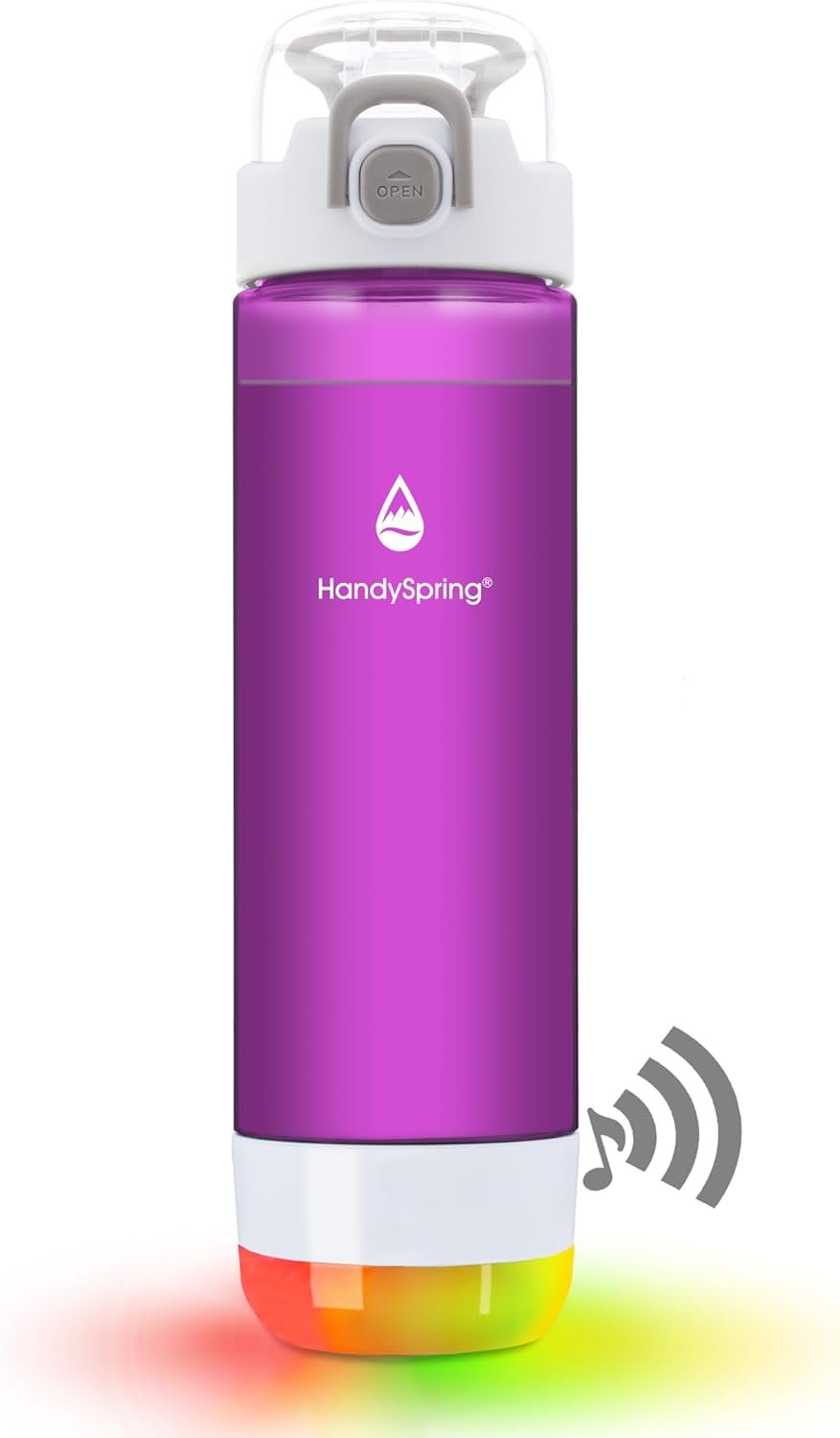 Smart Water Bottle with Reminder To Drink Water, Lights And Sound, Water Intake Tracker, Rechargeable, Tritan Plastic, Spout Hydrate Glow Bottle 26 Oz, Smart Hydration Reminder (Purple)