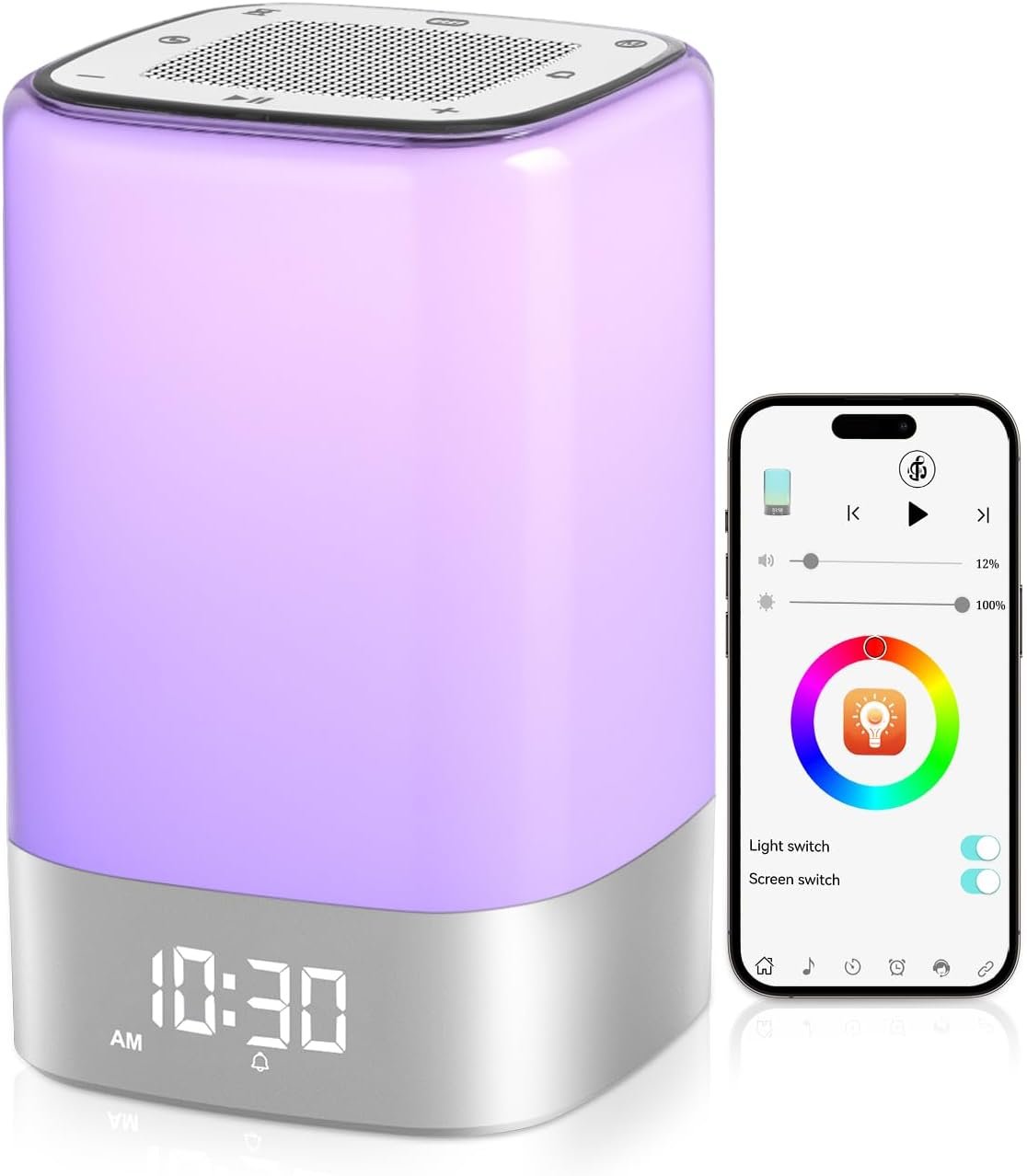 Sound Machine Alarm Clocks for Bedroom with 32 Soothing Sounds, White Noise Machine for Baby & Adults Sleep,Bluetooth Speaker & Night Light for kids,App Control,Timer, Gift for Teens,Girls,Boys,Women