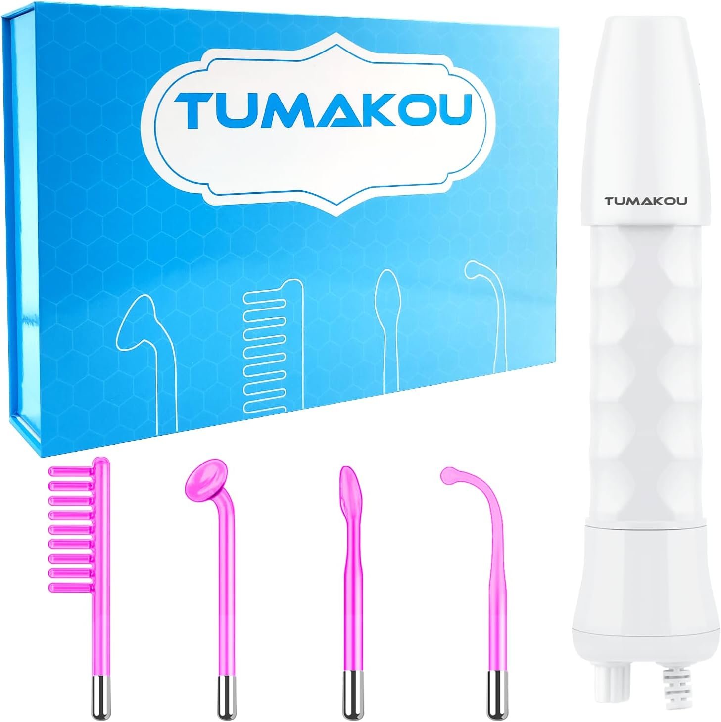 High Frequency Facial Wand – TUMAKOU Violet Portable Handheld High Frequency Facial Skin Machine Device for Face – with 4 Purple Tubes（Violet）