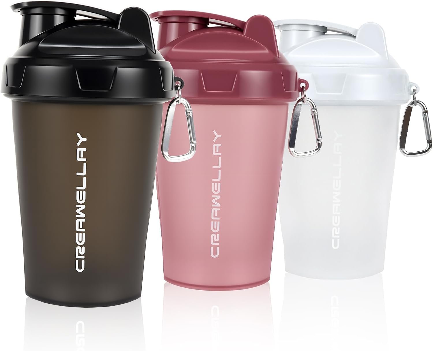 3 Pack Shaker Bottles for Protein Mixes, 17 oz Small Protein Shaker Bottle with Handle, Gym Shaker Cups with Blending Ball for Pre Workout, BPA-Free & Dishwasher Safe (Black, White, Pink)