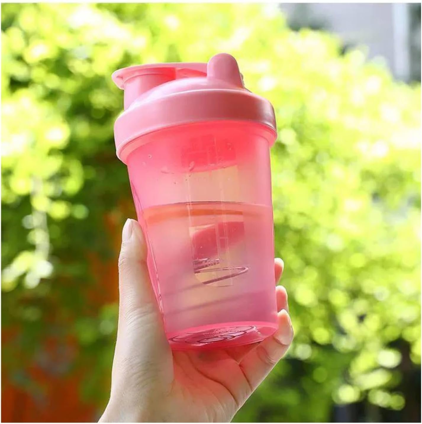 Cekaso Protein Shaker Bottle Blender for Shake and Pre Work Out, Best Shaker Cup (BPA free) w. Classic Loop Top & Whisk Ball, Kitchen Water Bottle (Pink Top/Pink Body, 16Oz-400ML)