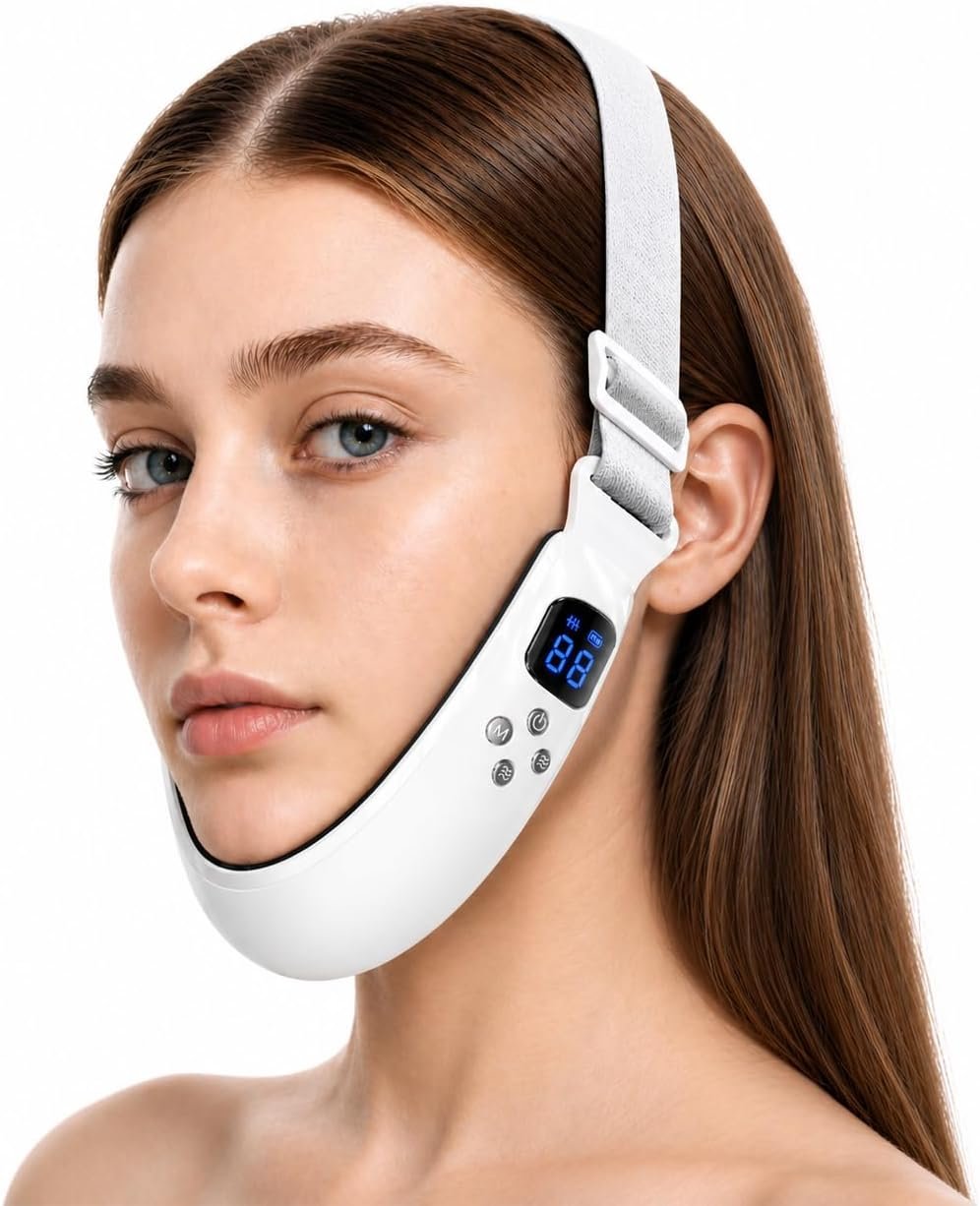 Electric Double Chin Device & V-Face Machine with 6 Modes and 12 Gear Adjustable Intensities – for Jawline Improve and Face Slimmer, Helps Obtain V-Line