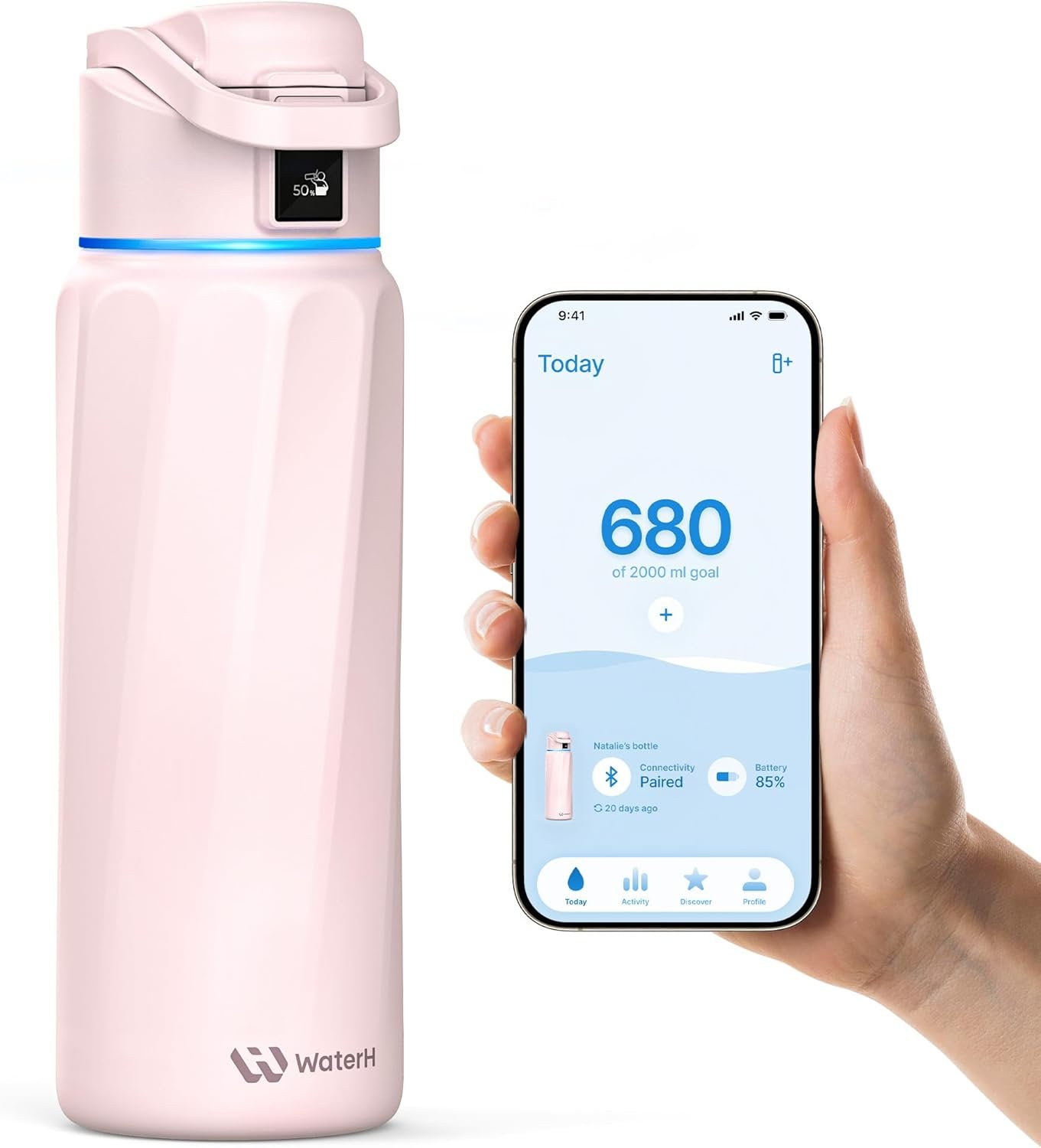 BOOST Smart Water Bottle with Reminder & Tracker, Double Wall Vacuum Insulated Bottles Stainless Steel, 32oz BPA-Free Wide Mouth for School, Gym, Office, Ideal for Mother’s Day