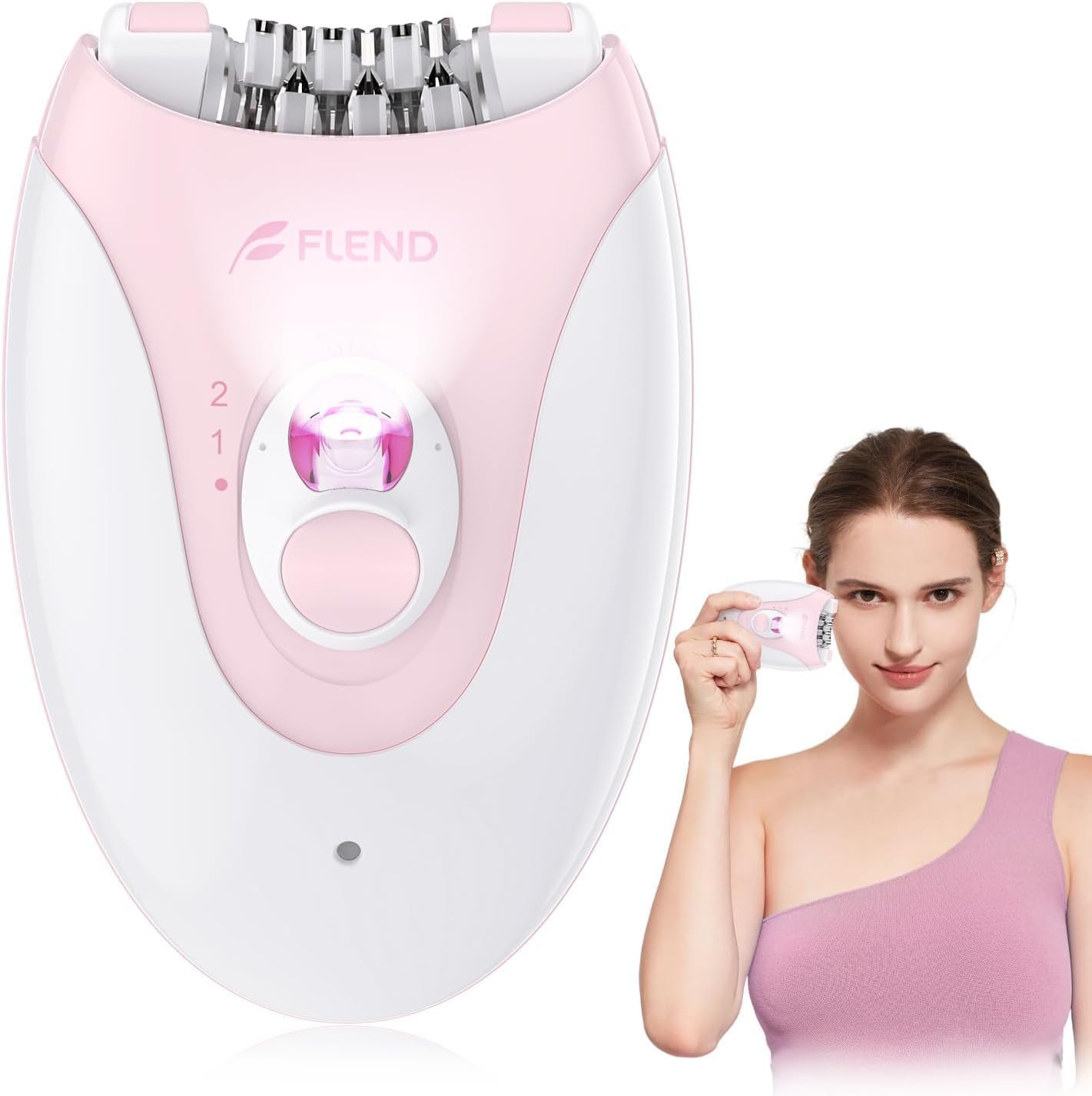 Smooth Glide Epilator for Women, Painless 2-Speed Hair Removal Device with LED Light, 36 Tweezers & Massage Pad, Rechargeable Epilator for Face, Bikini, Arms & Legs